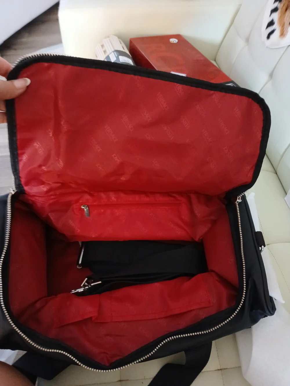Versace Men’s Black Logo Travel Duffle Bag